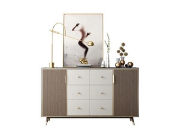 北歐現(xiàn)代簡約餐廳實木備餐柜儲物定制