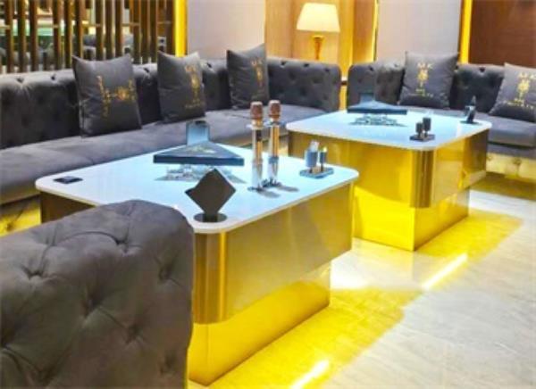 酒吧ktv包房時(shí)尚不銹鋼大理石茶幾