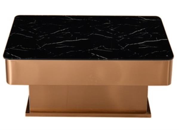 音樂酒吧會所玻璃面香檳金不銹鋼茶幾